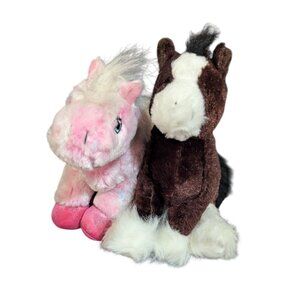 Ganz Webkinz Pink & Brown Plush Horses 8" Stuffed Animal Toys Soft & Cuddly